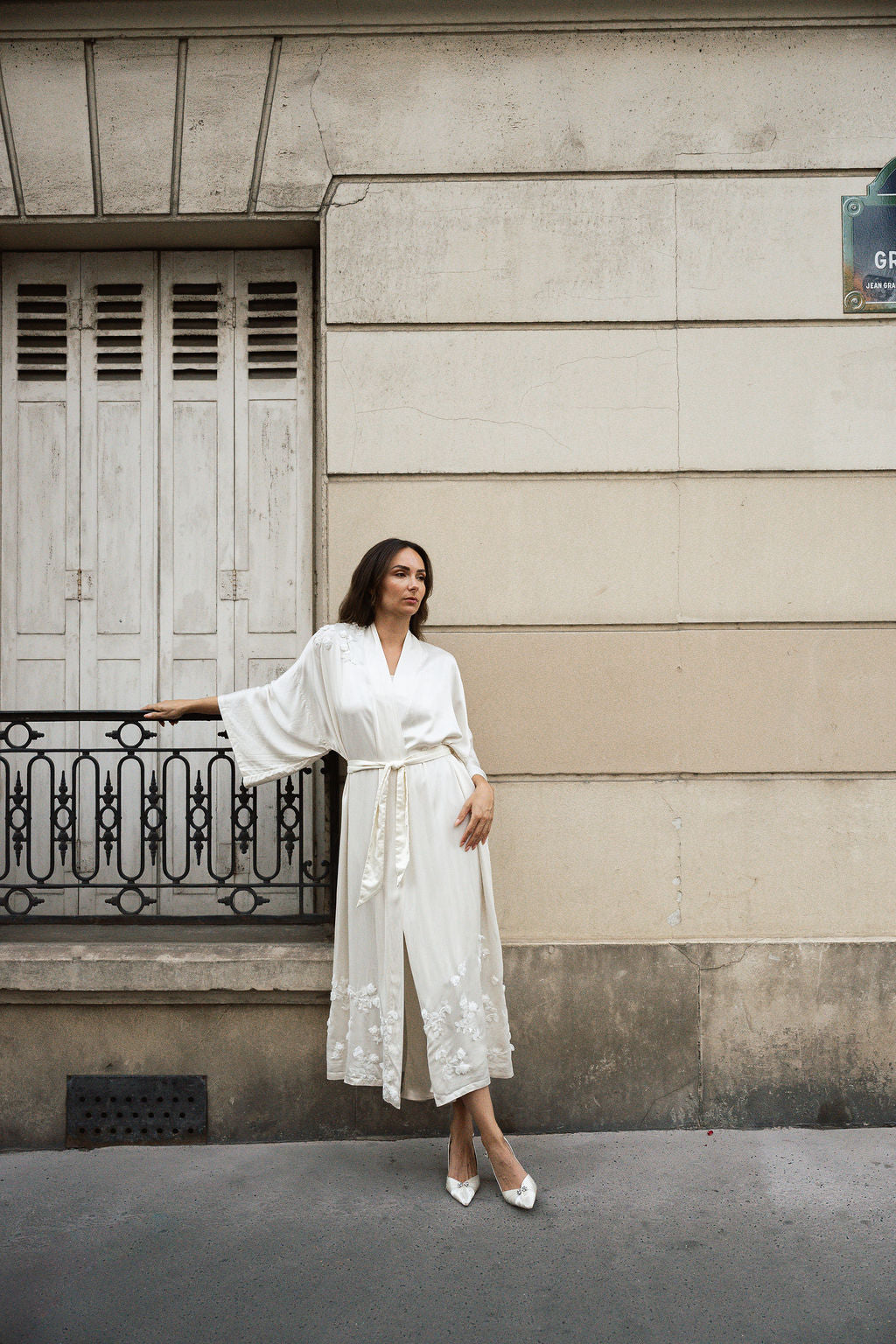 Embroidery Maxi Silk Robe