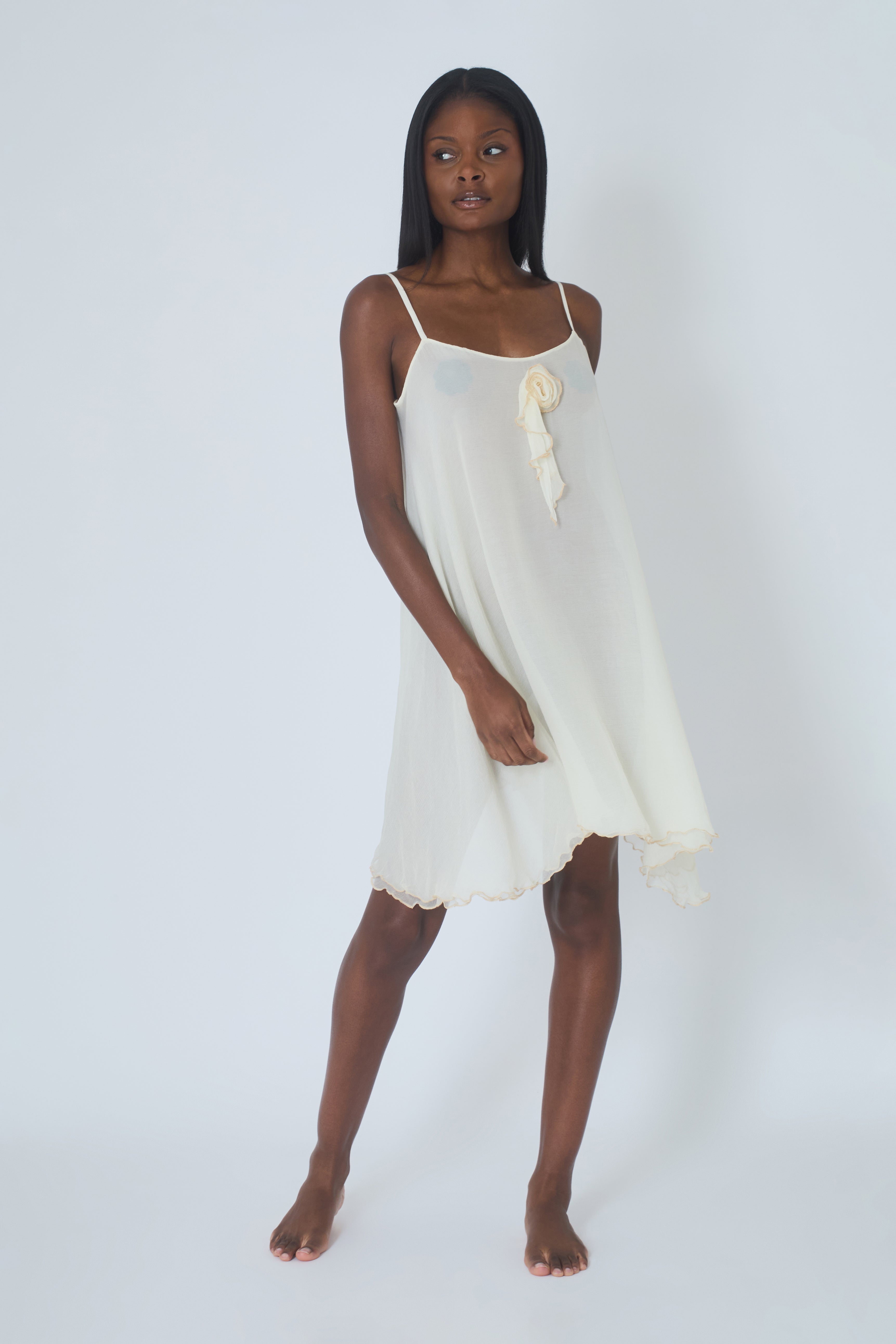 Rosette Silk Chiffon Slip