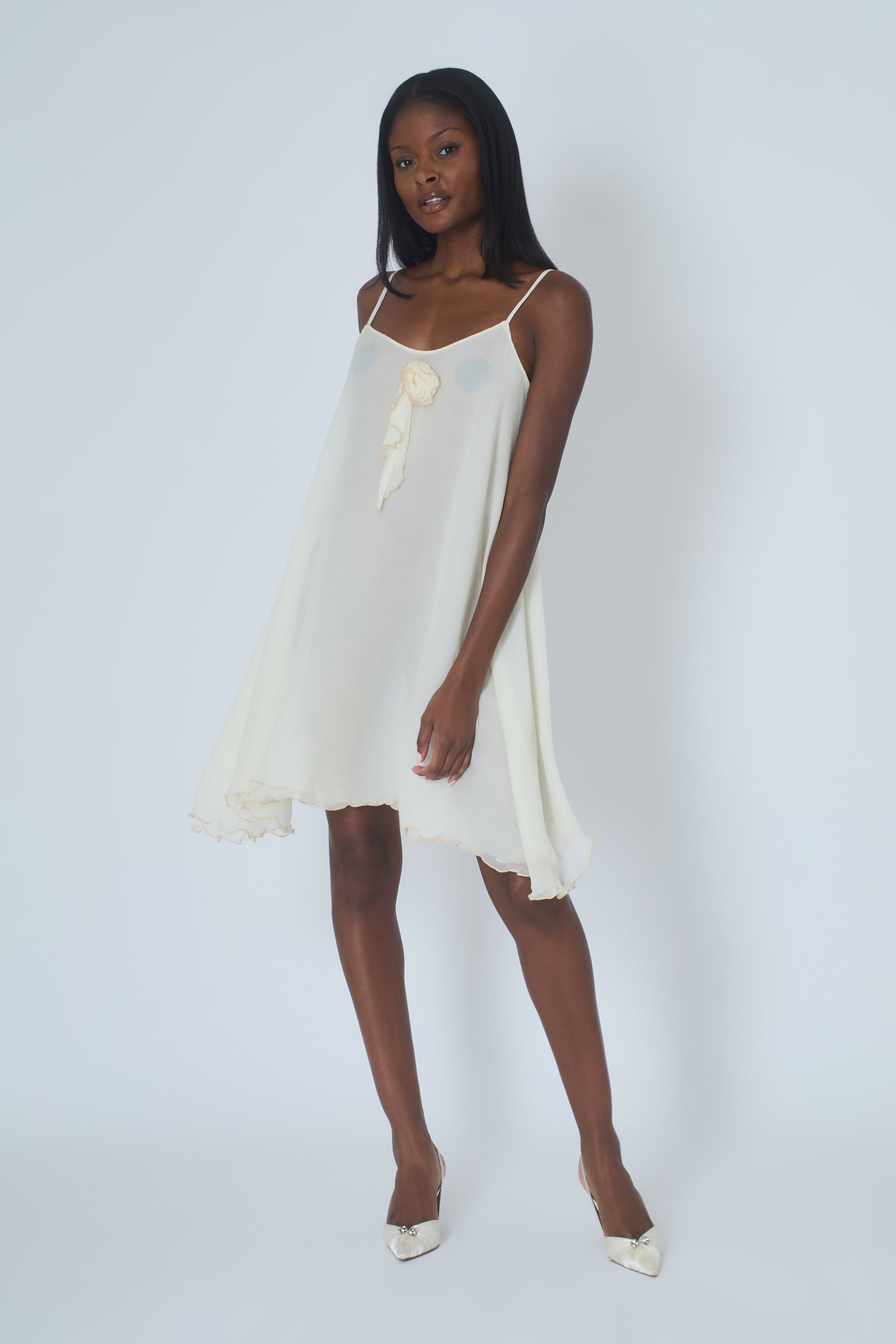 Rosette Silk Chiffon Slip