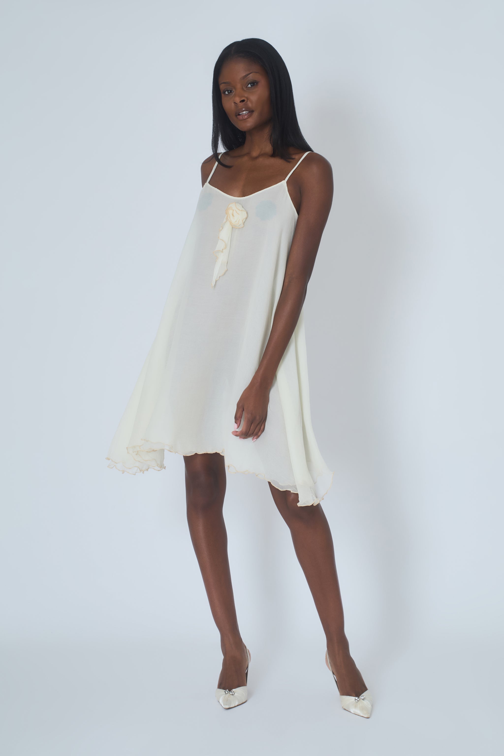 Rosette Silk Chiffon Slip