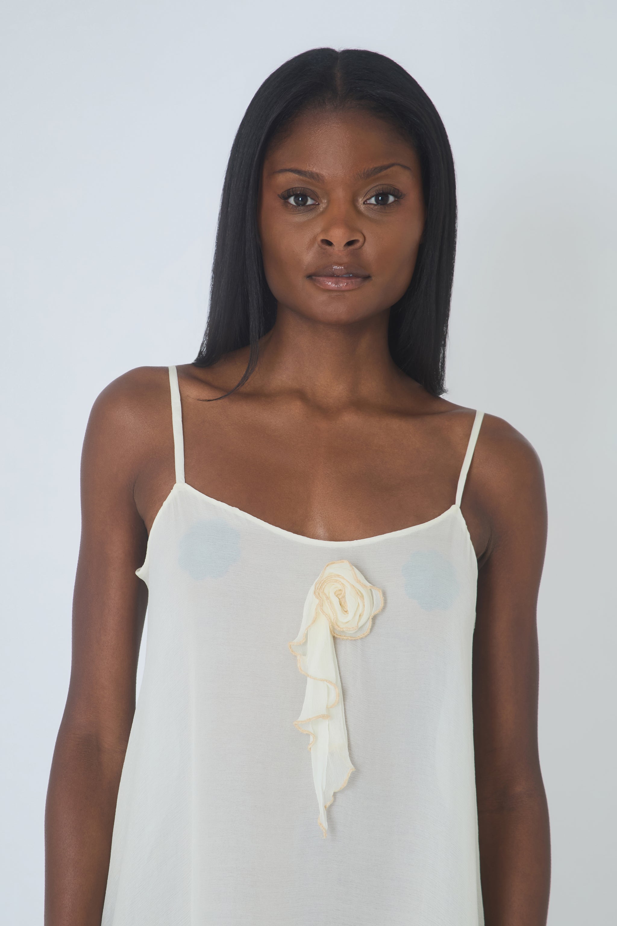 Rosette Silk Chiffon Slip