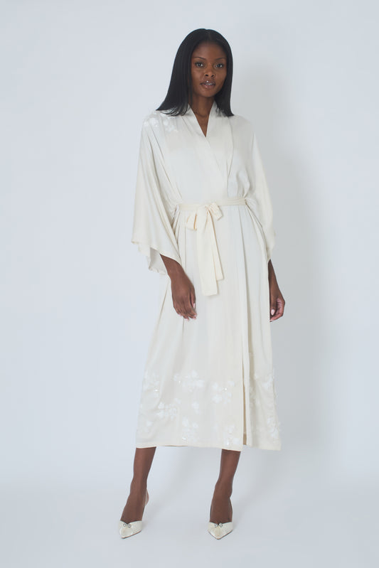 Embroidery Maxi Silk Robe