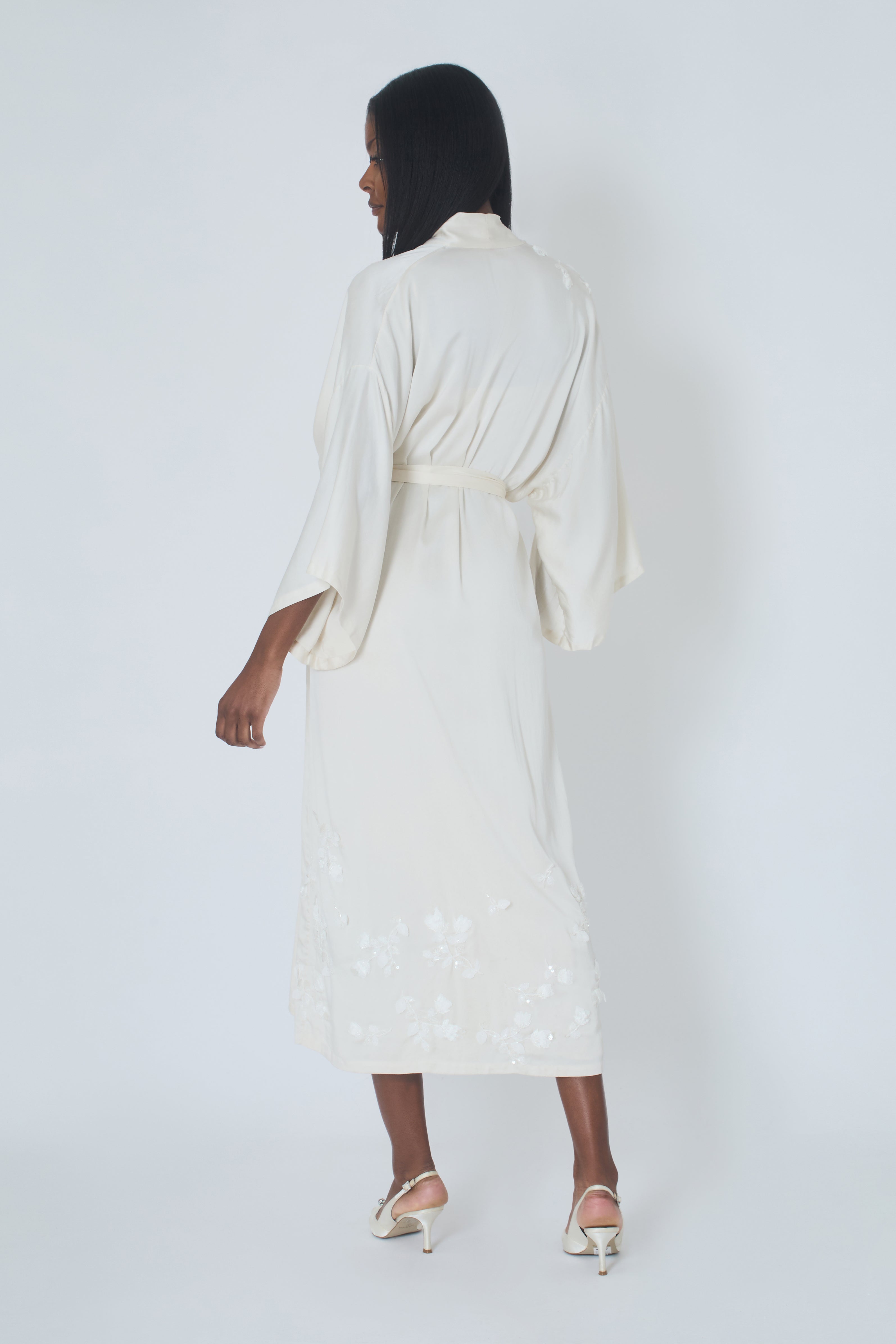 Embroidery Maxi Silk Robe