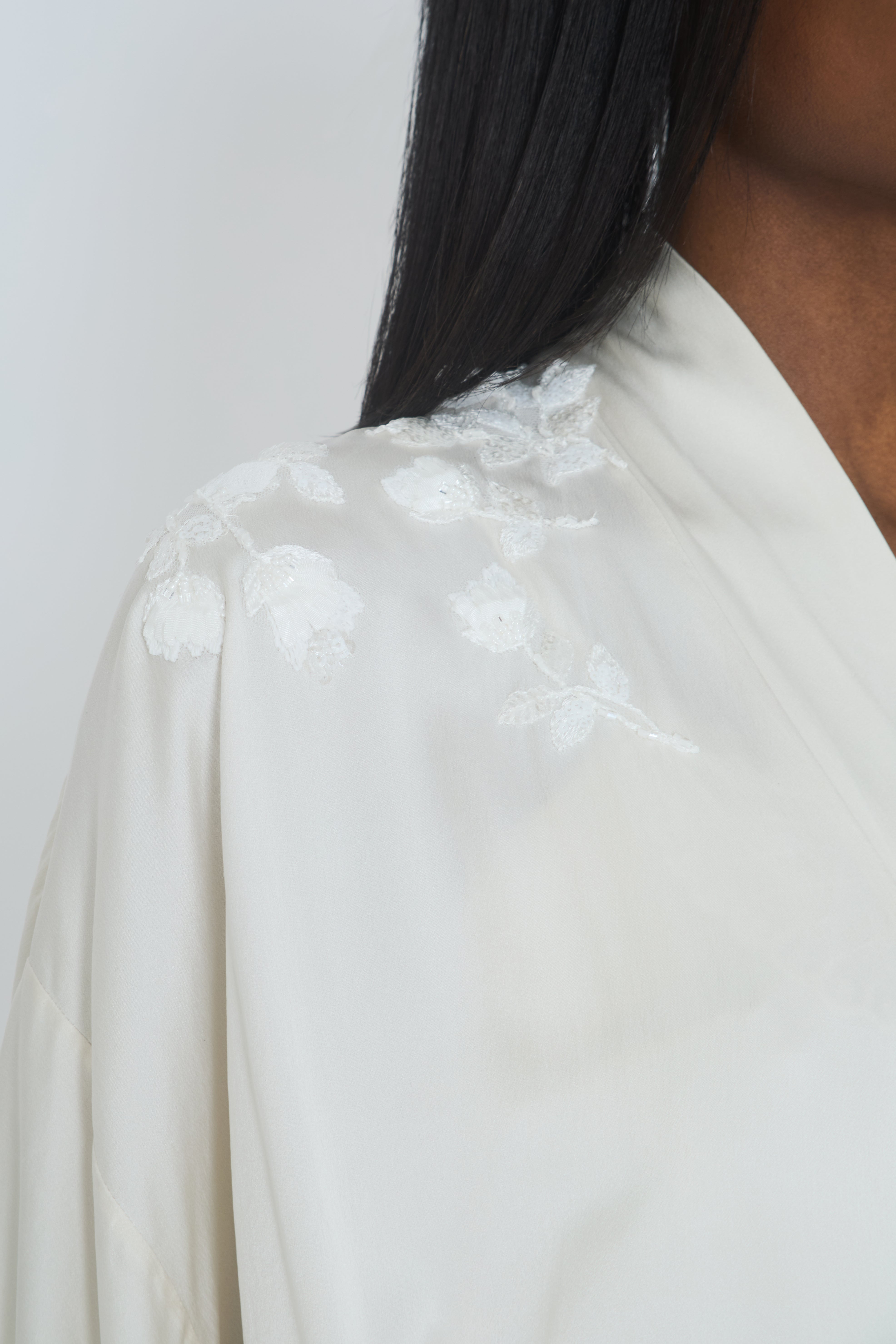 Embroidery Maxi Silk Robe